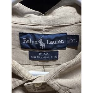 Vntg Ralph Lauren Blake Silk/Linen Lng Sleeve Button Down Pony Shirt Beige XL